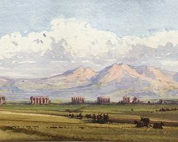 Gabriele Carelli - Park of the aqueducts with herds, Rome
